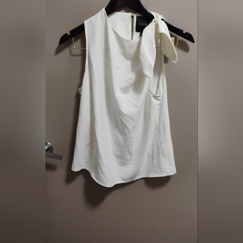 Alex Marie Bow Strap Sleeveless White Blouse Top Sz Small